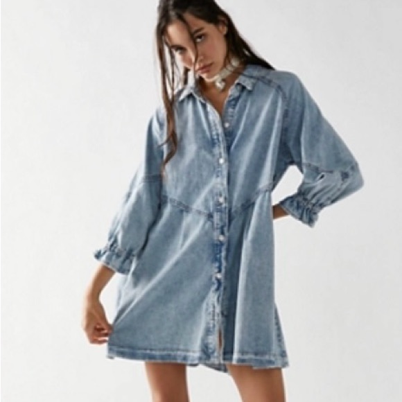 Hannah Denim Mini Dress by We The Free at Free People in Go West, Size: S